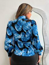 SXY Women's Front Button Long Sleeve All Over Print Casual Blouse